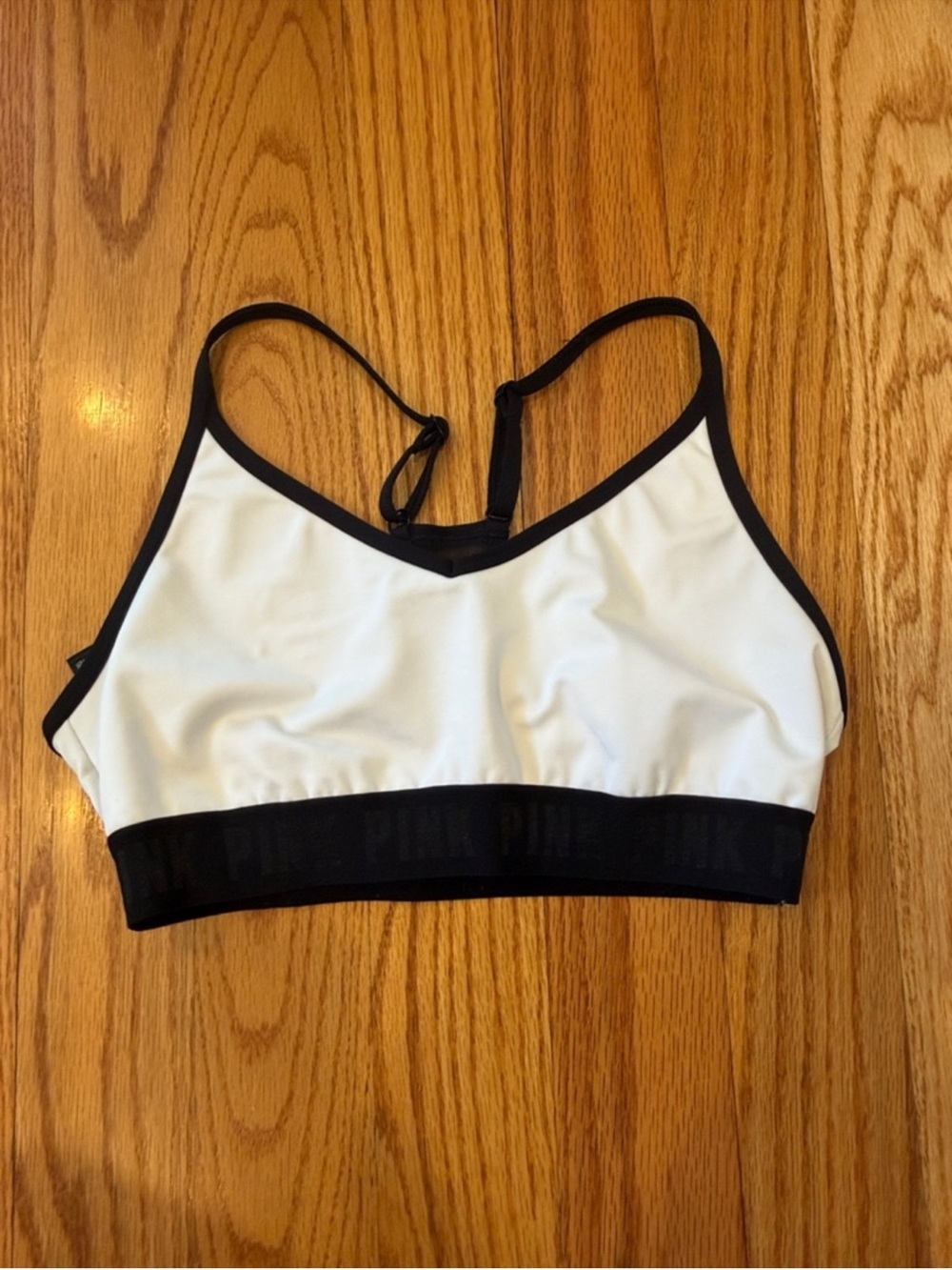 Great Condition PINK Victoria's Secret White and Black Sports Bra- Size Medium